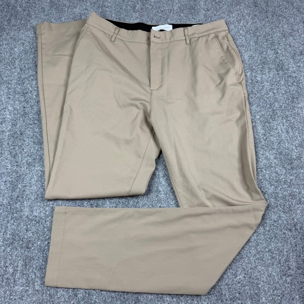 Mott & Bow Tech Trouser Pants Mens 33x32 Khaki Tan Travel Performance Chino Golf